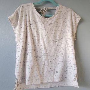 White short sleeve top with flower lace back